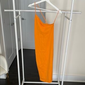 Zara Asymetric Dress in Vibrant Orange